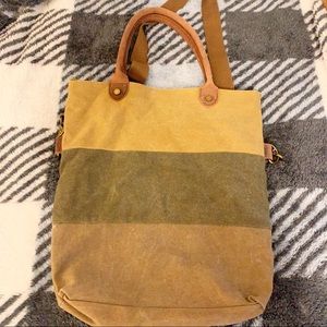 Canvas and leather crossbody bag